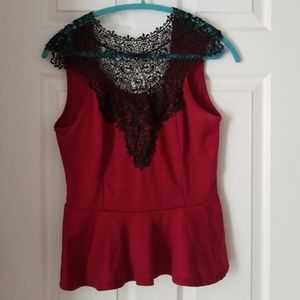 High neck lace peplum top
